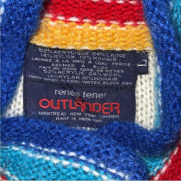 vintage 70s renée tener for outlander mohair wool acrylic blend knit cardigan L - Picture 6 of 6